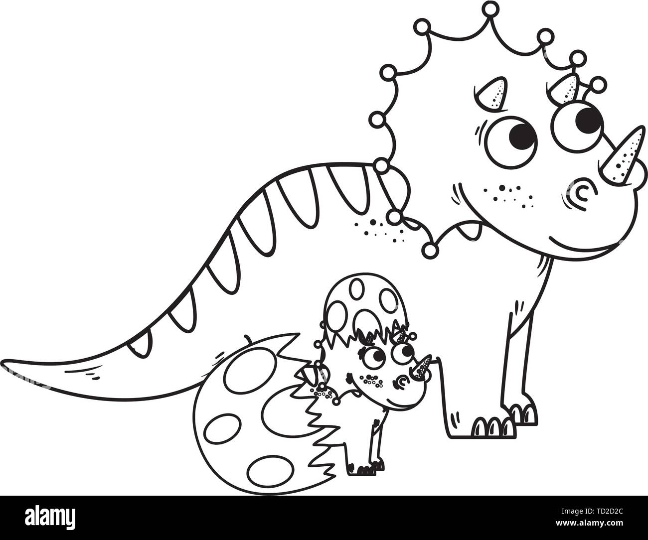 mother triceratops with baby breaking the shell egg Stock Vector Image ...