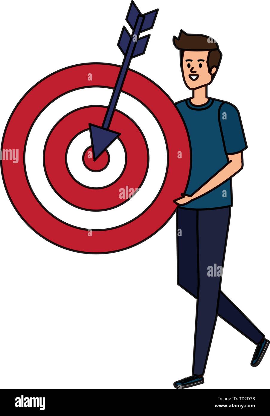 young man lifting target arrow success Stock Vector Image & Art - Alamy