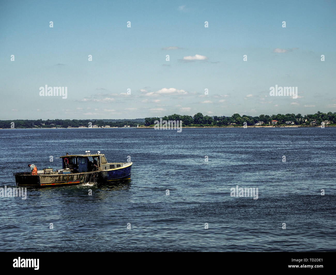 Fishing boat in City Island in New York United States Stock Photo