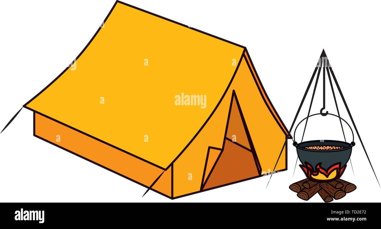 tent camping with wood fire icons Stock Vector Image &amp; Art - Alamy