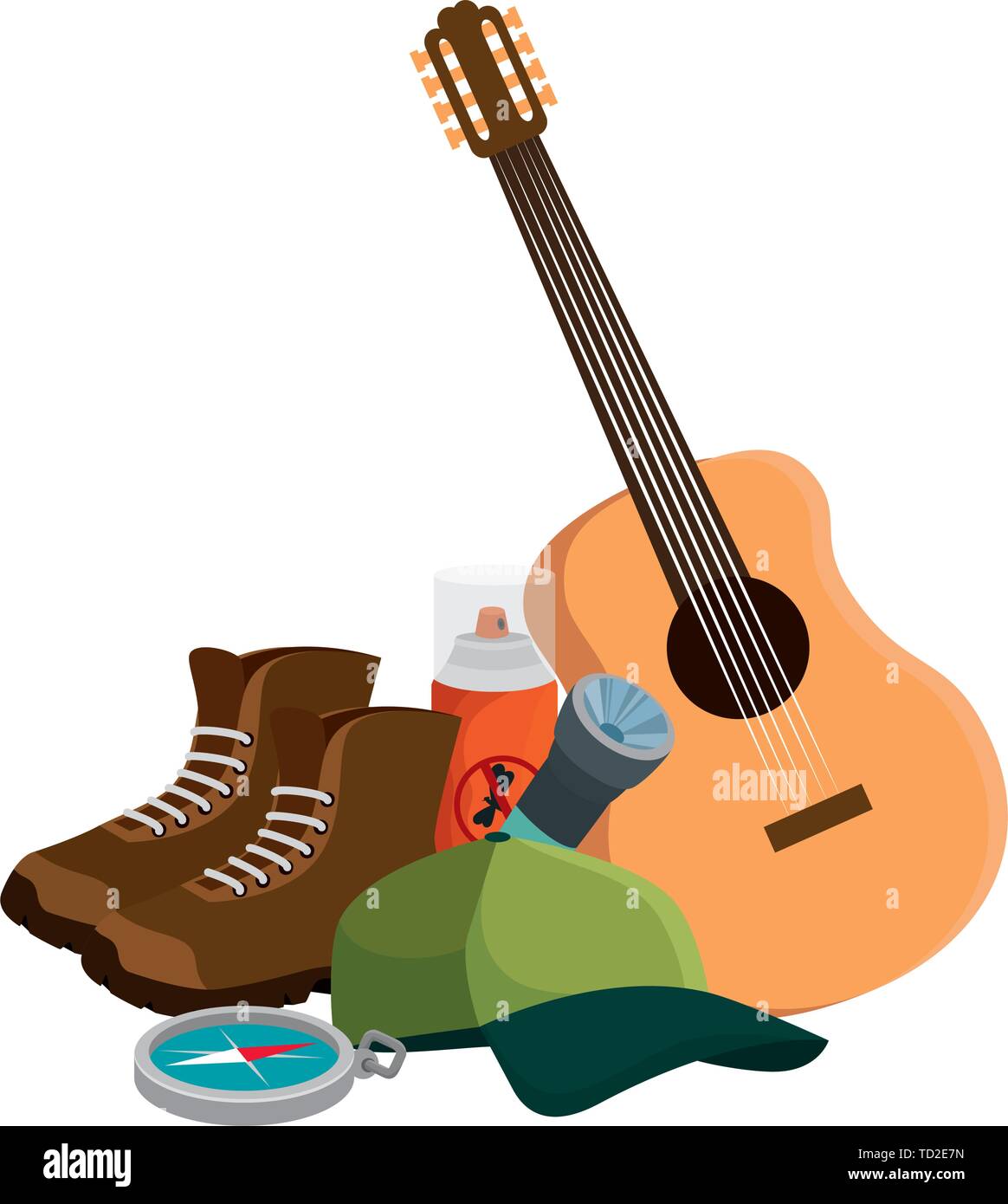 guitar instrument with camping equipment Stock Vector Image & Art - Alamy