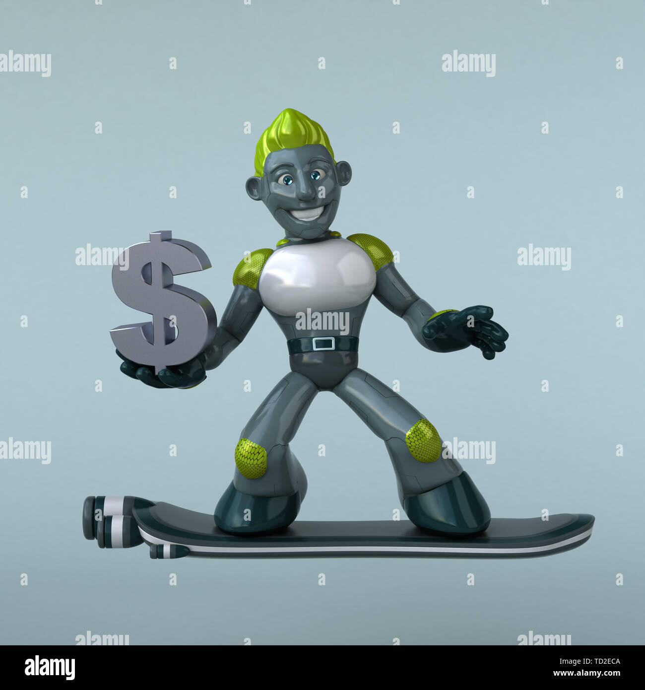 Green Robot - 3D Illustration Stock Photo - Alamy