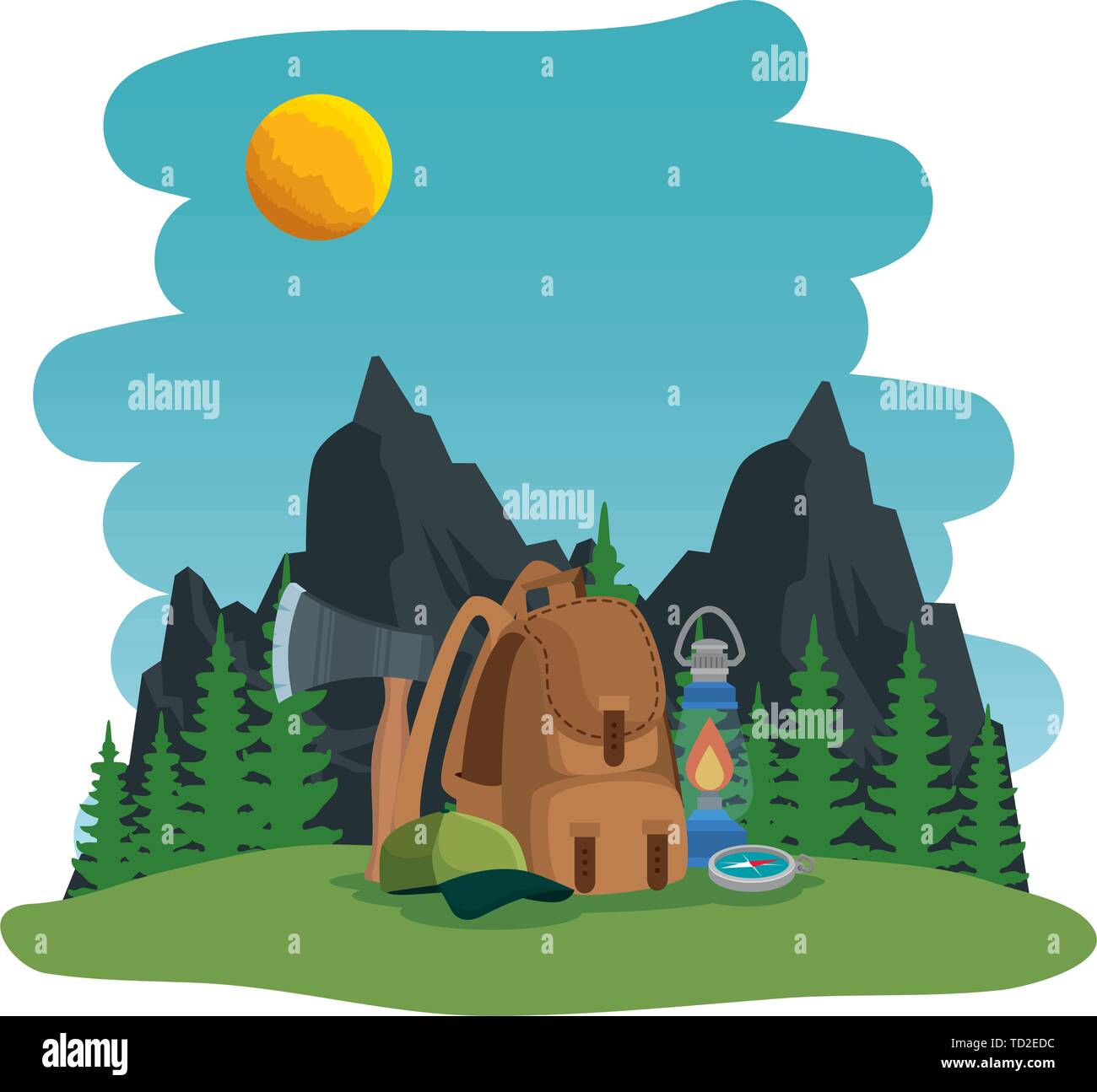 camping zone with equipment scene Stock Vector Image & Art - Alamy
