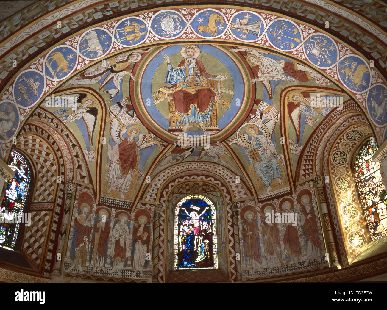 Apse ceiling paintings at St Michael and All Angels church, Copford, Essex, UK. Stock Photo