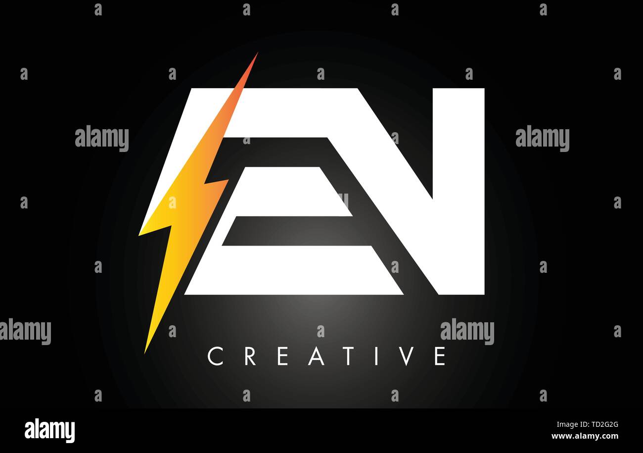 EN Letter Logo Design With Lighting Thunder Bolt. Electric Bolt Letter ...