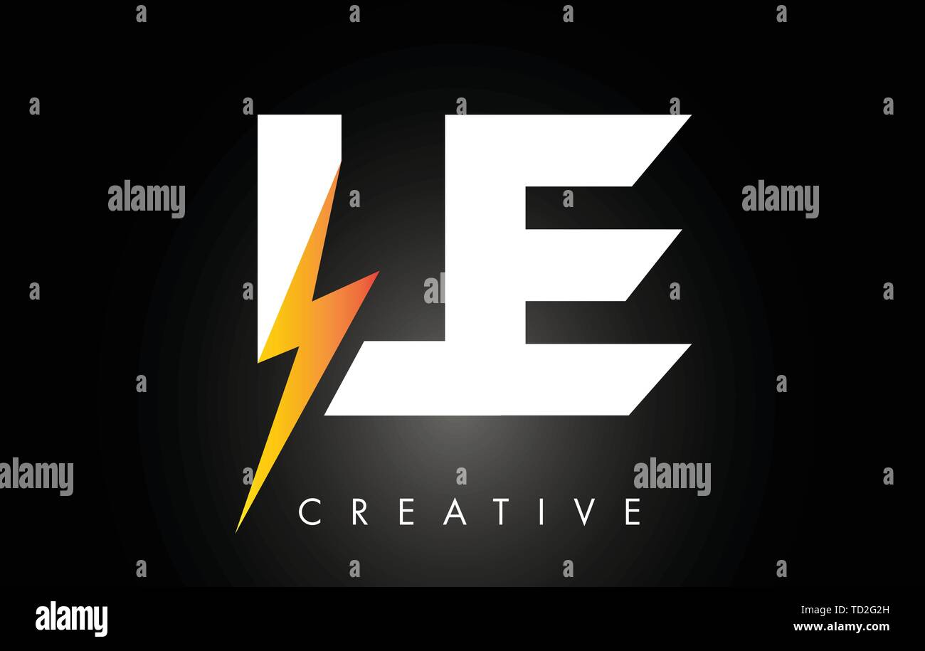 LE Letter Logo Design With Lighting Thunder Bolt. Electric Bolt Letter ...
