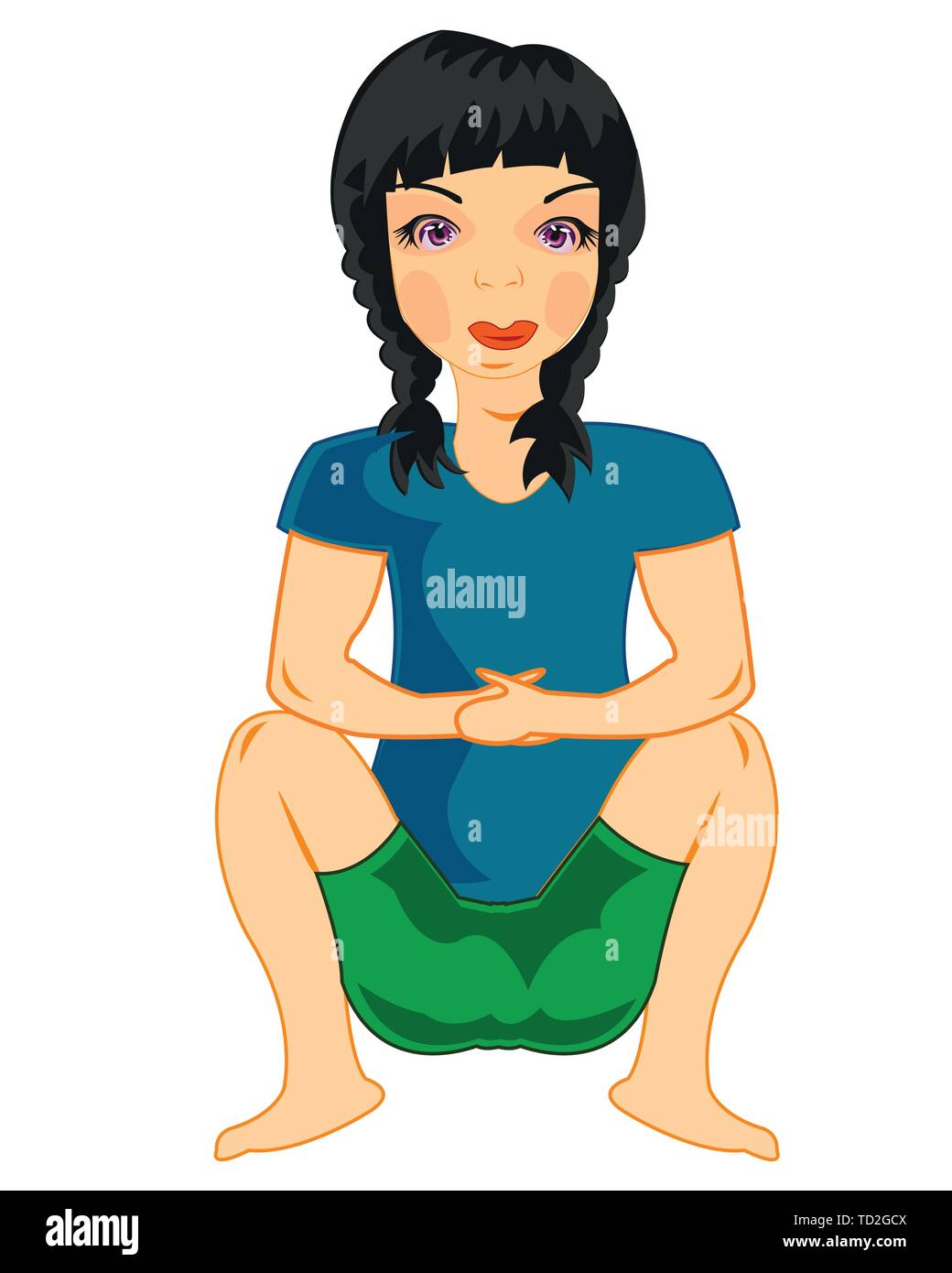 Vector illustration of the girl sitting on knee Stock Vector Image ...