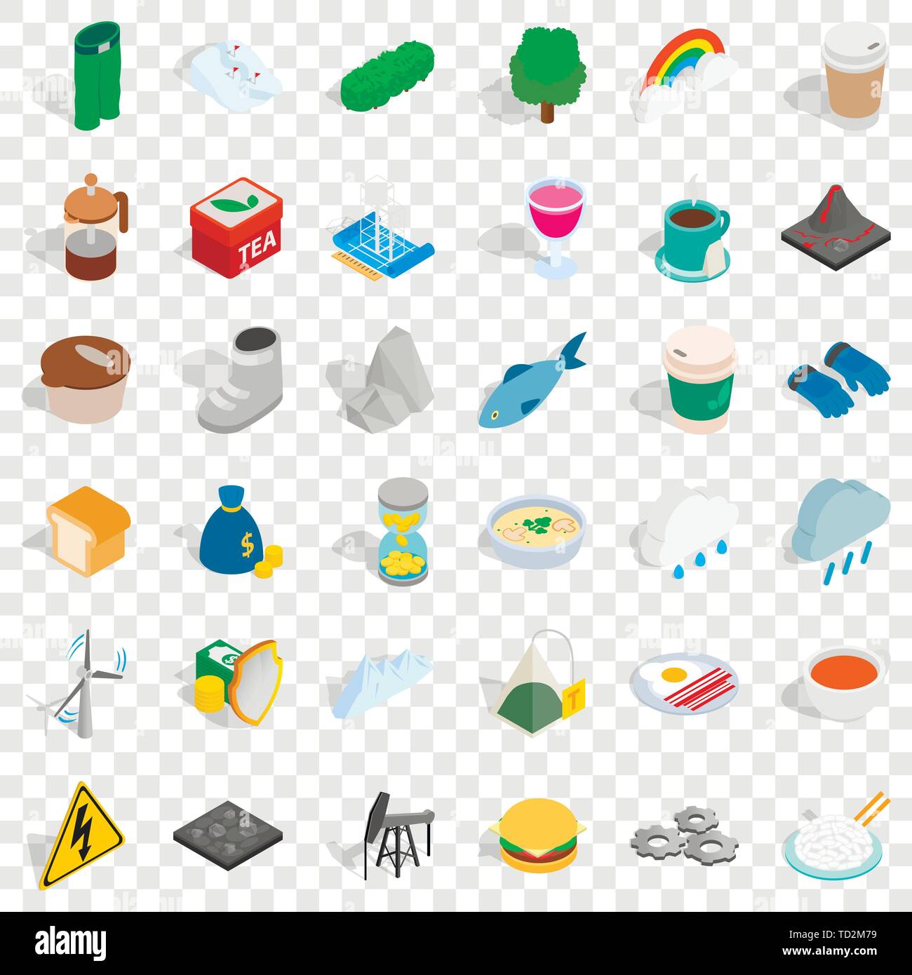 Hourglass icons set, isometric style Stock Vector