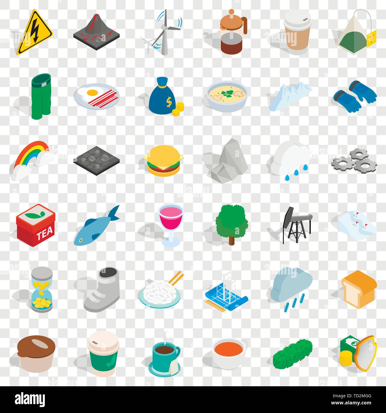 Mountain icons set, isometric style Stock Vector