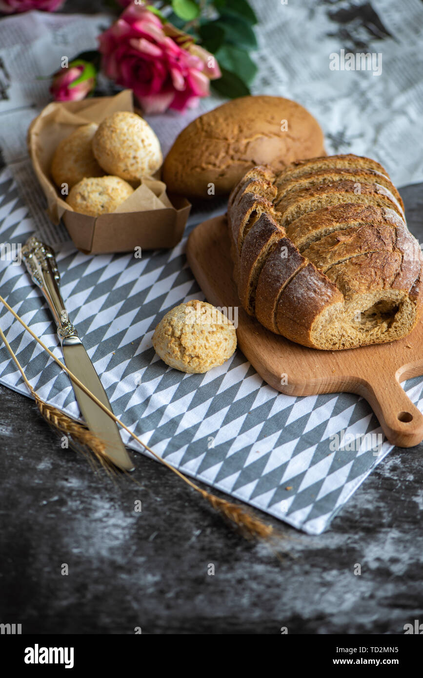 Baking Healthy Breakfast, continental toast Stock Photo Alamy