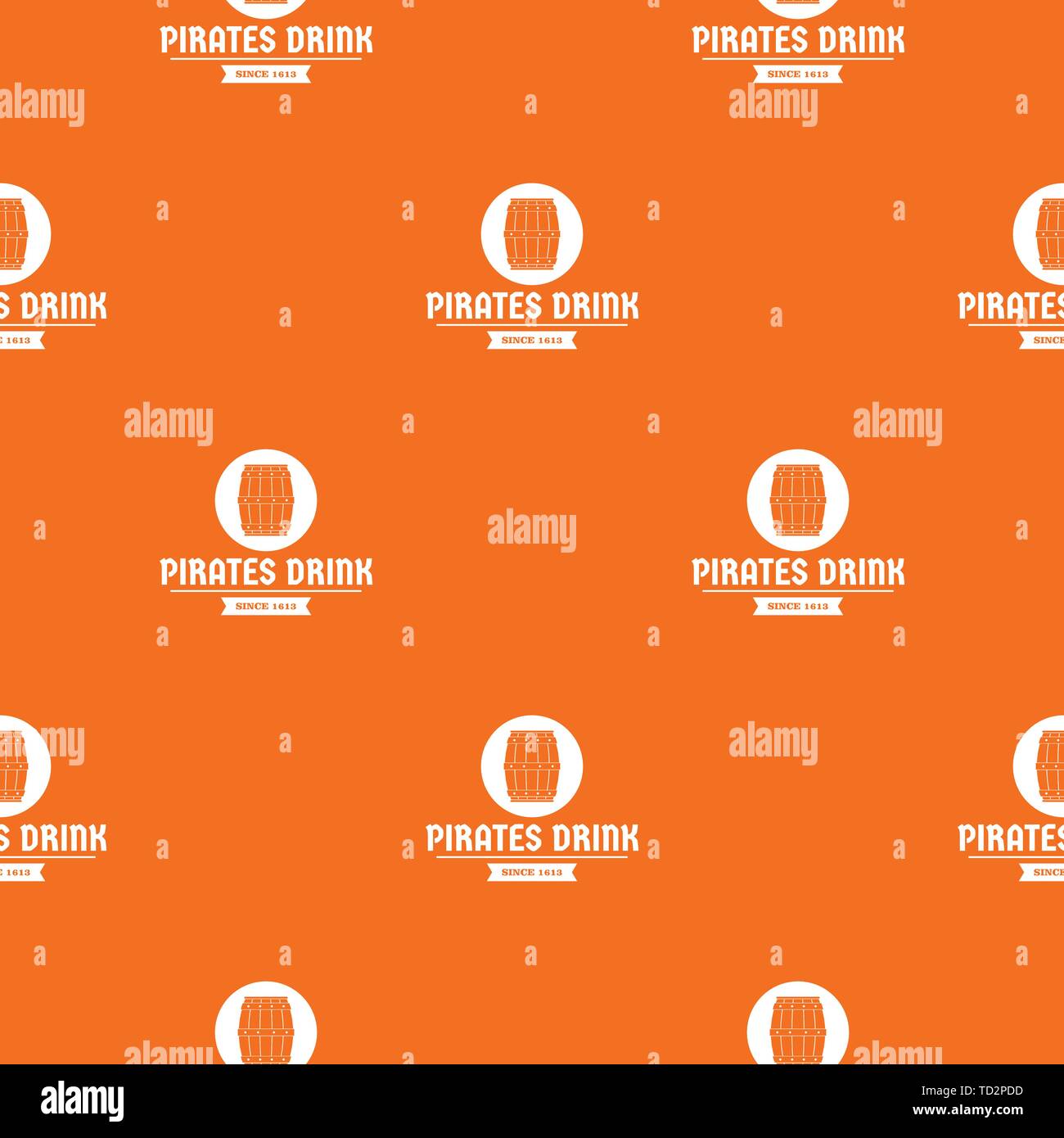 Pirate barrel pattern vector orange Stock Vector