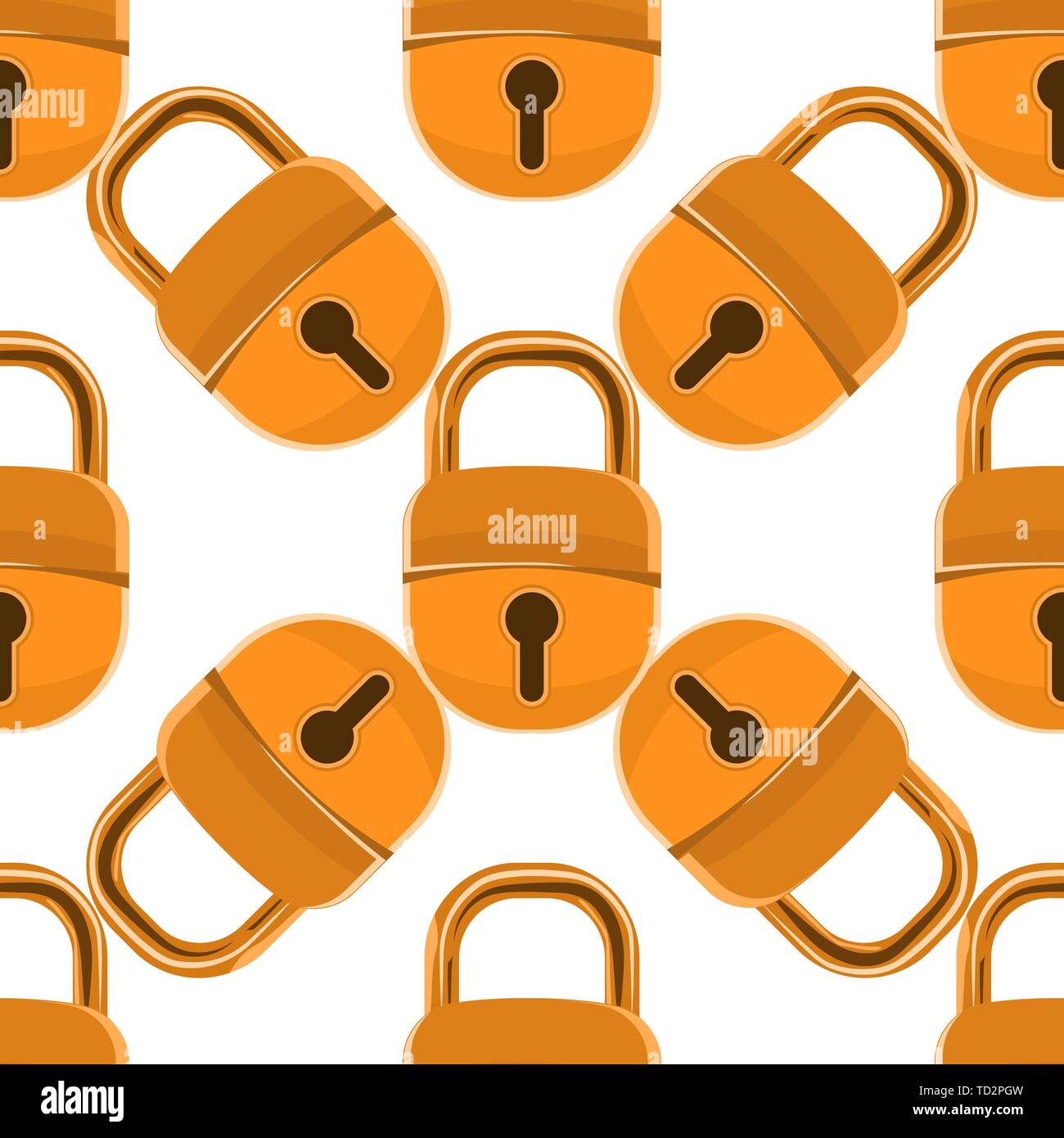 Closed padlock seamless pattern with cartoon style. Vector illustration. Stock Vector