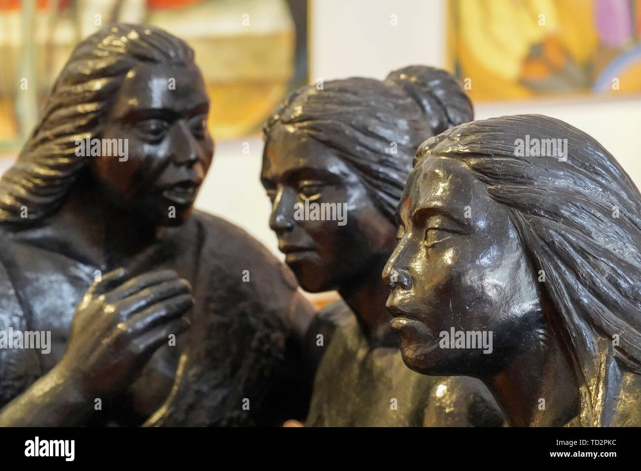 close up details of a bronze Sculpture by Mario Aguirre Roa at the Ralli Museum in Caesarea, Israel. Stock Photo