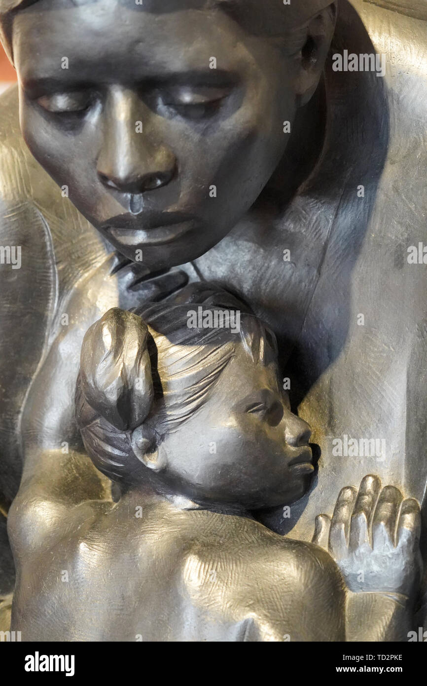 close up details of a bronze Sculpture by Mario Aguirre Roa at the ...