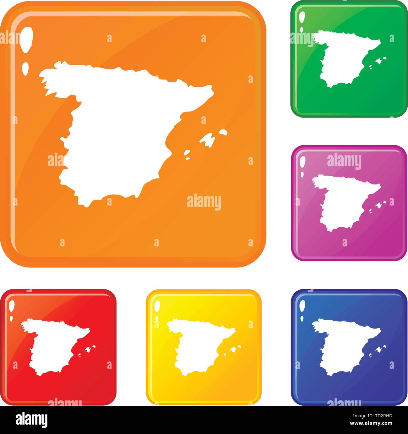 Map of Spain icons set vector color Stock Vector Image & Art - Alamy