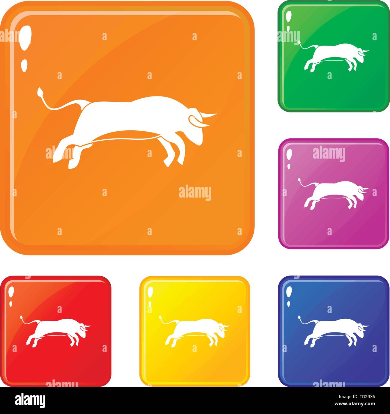 Bull icons set vector color Stock Vector Image & Art - Alamy