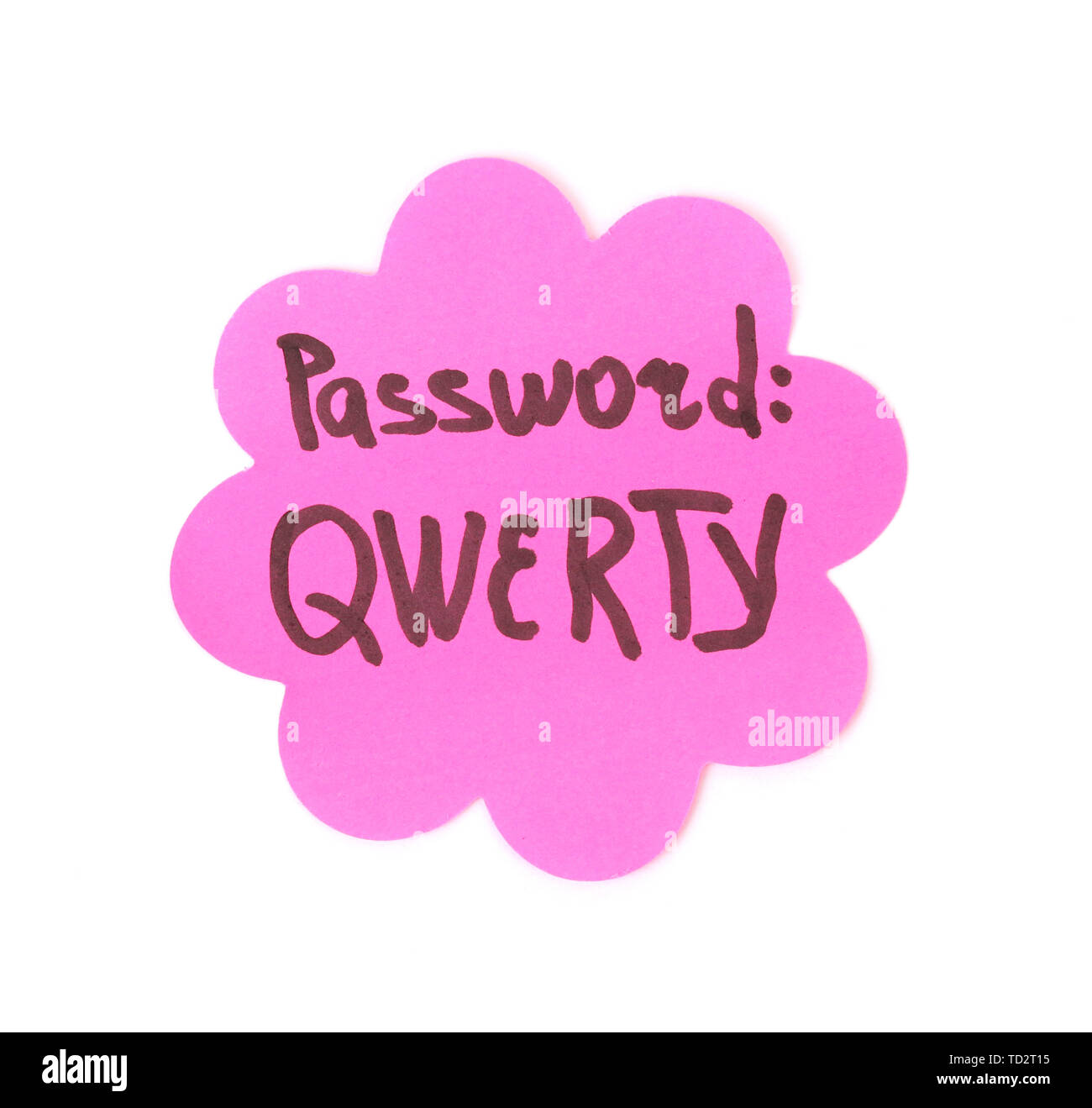 Sticker-reminder with most popular password, isolated on white Stock ...