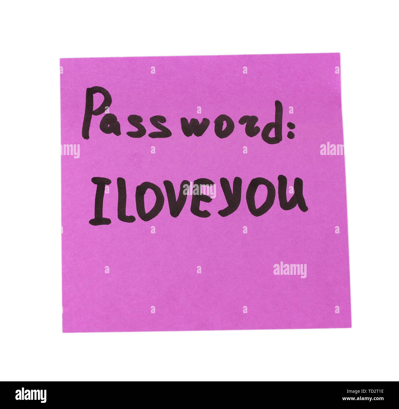 Sticker-reminder with most popular password, isolated on white Stock ...