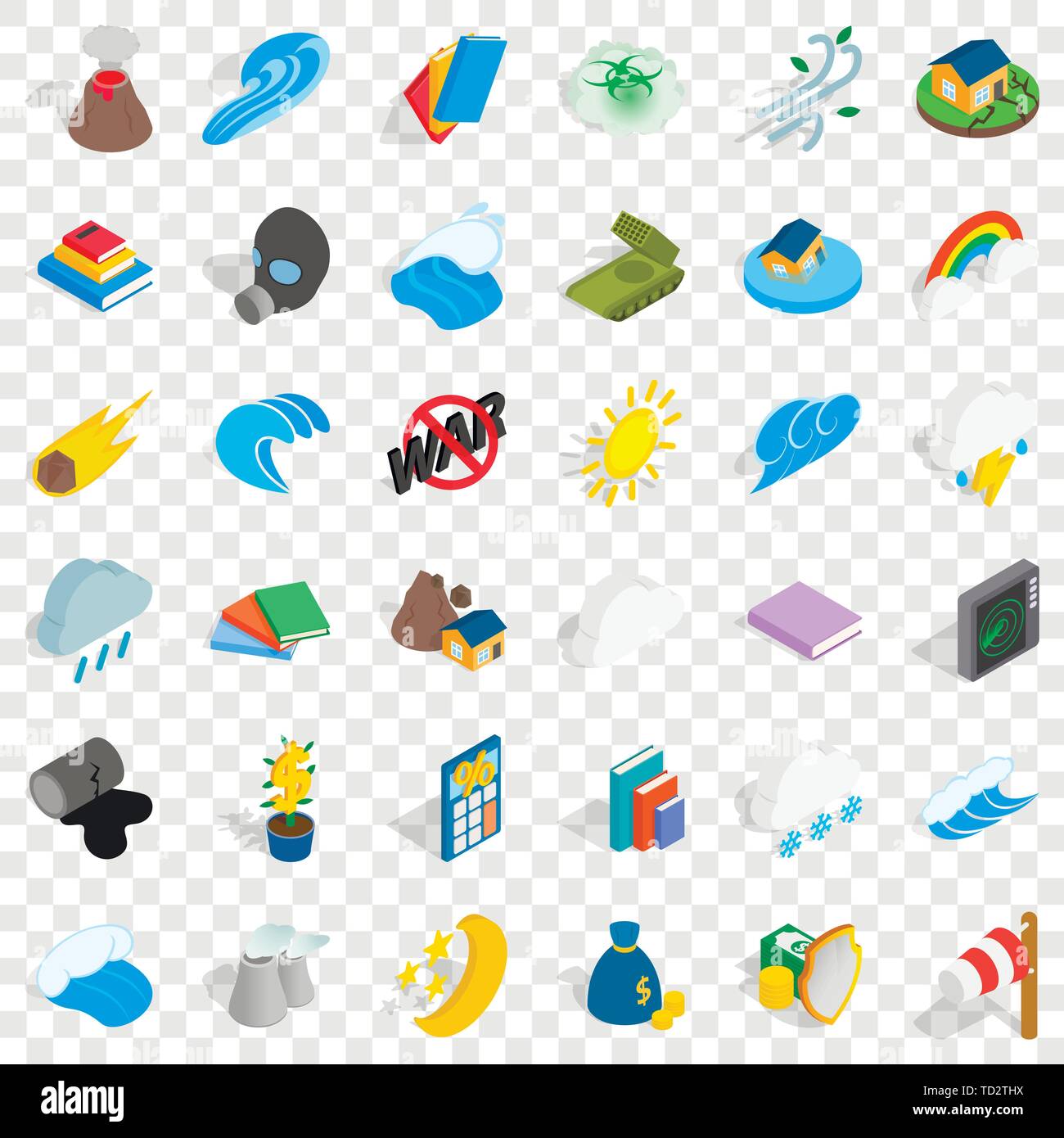 Protection icons set, isometric style Stock Vector