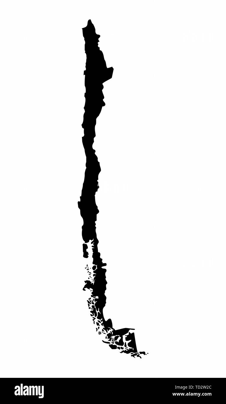 Chile map dark silhouette Stock Vector
