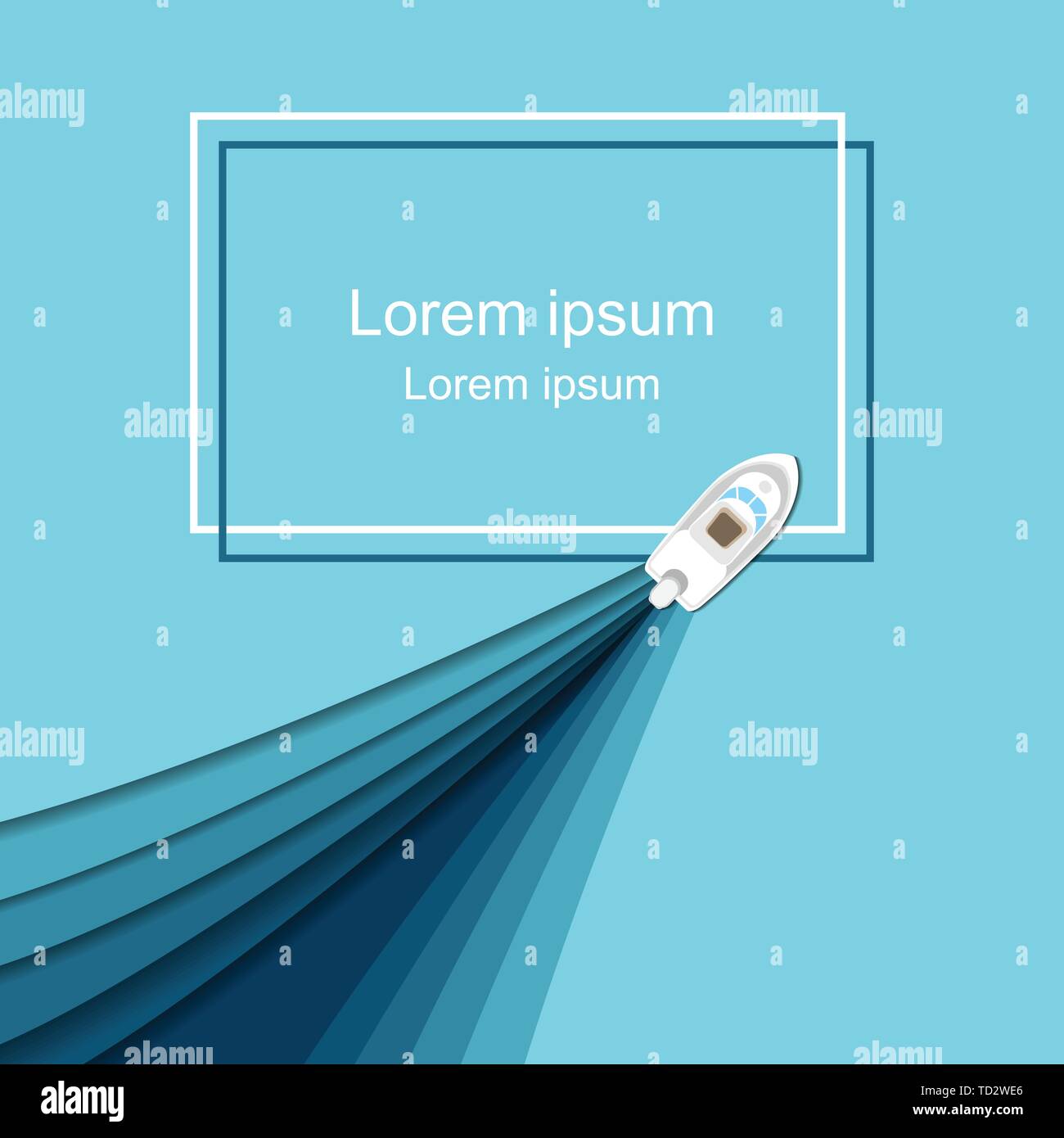 Ferry boat sails across the sea with paper art style, banner Stock Vector