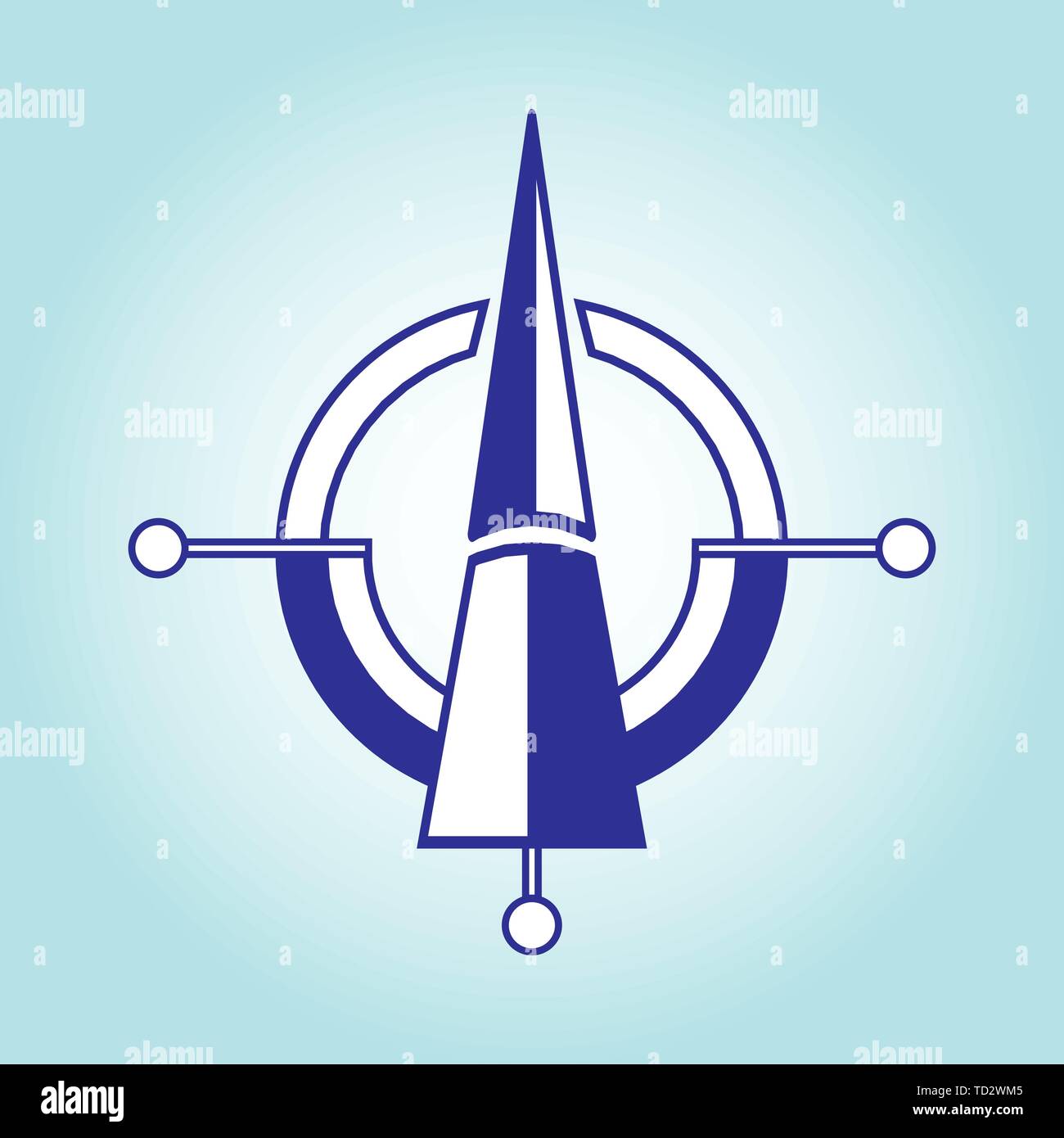 Orientation on the sides of the world from north to south. Modern concept for compass, map and any travel. Blue and white. Vector illustration on a li Stock Vector