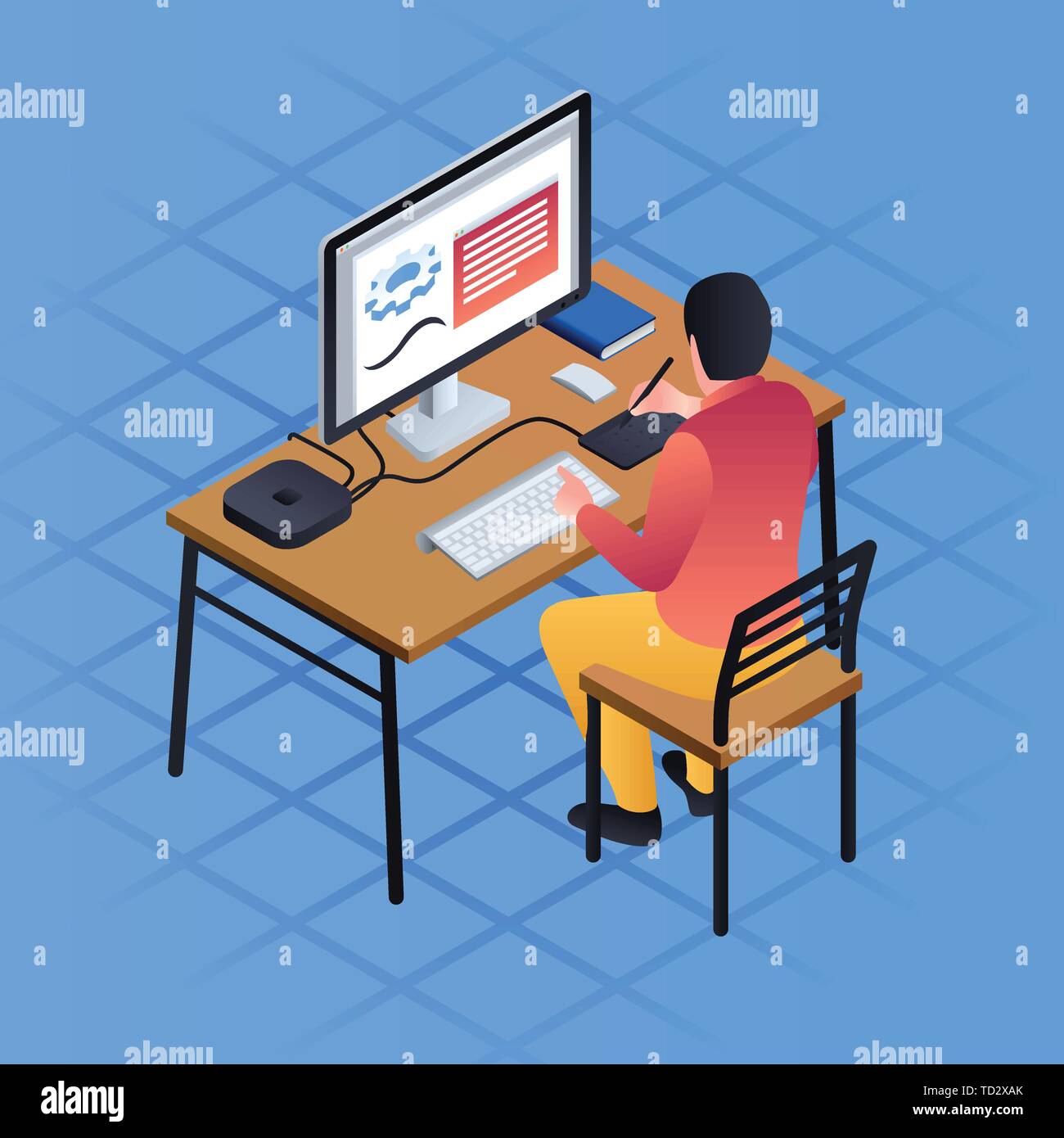 Primitive Man The Computer Stock Vector Images Alamy