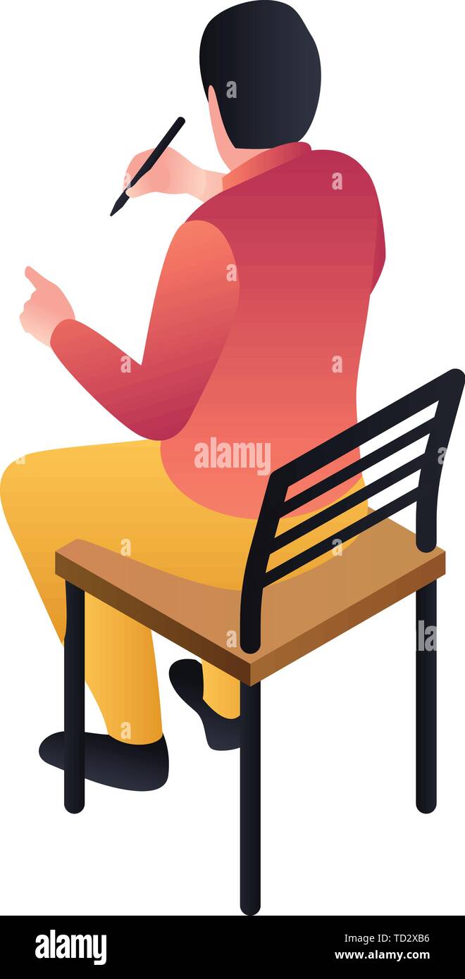 Man at chair icon. Isometric of man at chair vector icon for web design ...
