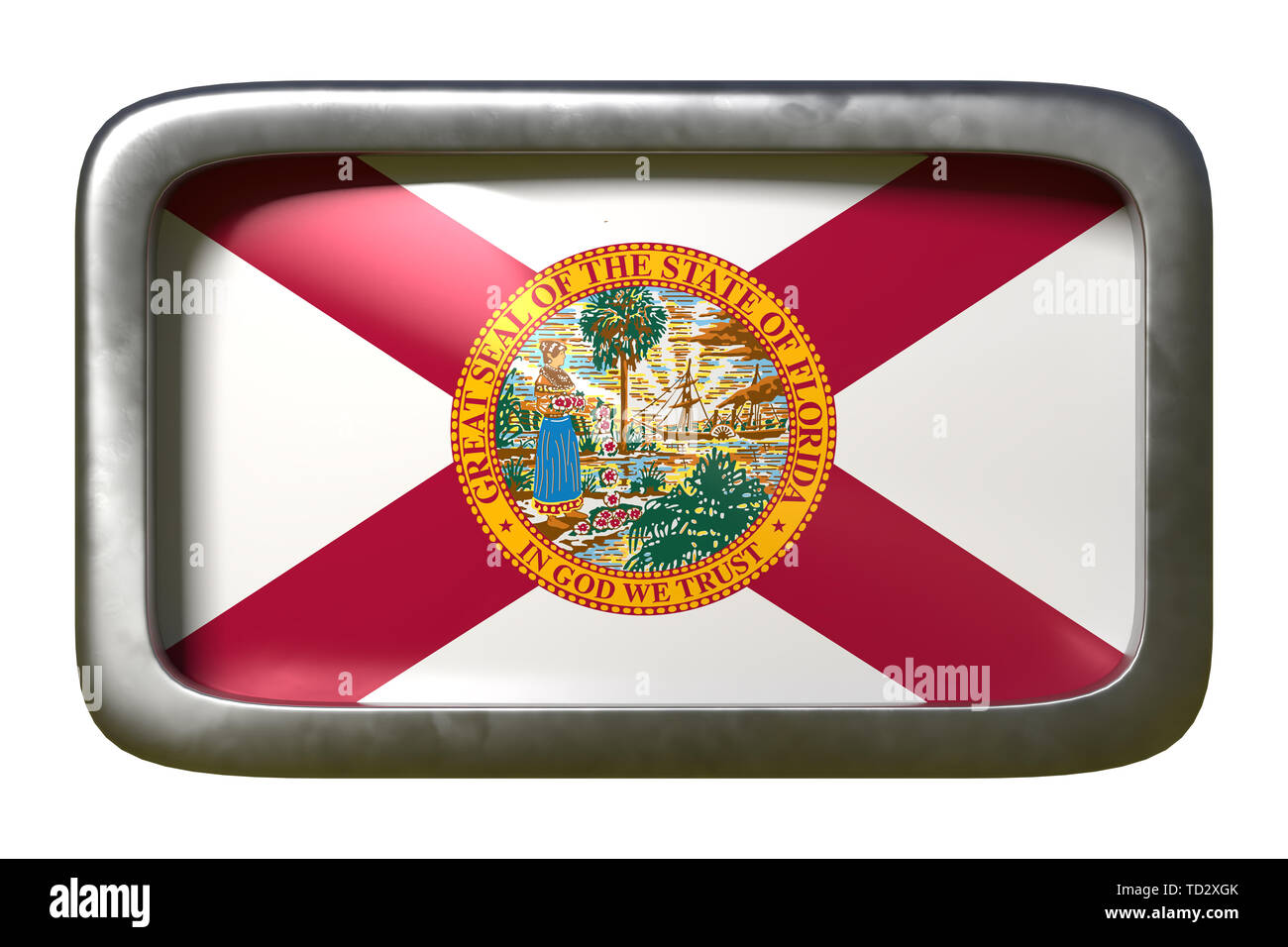 3d rendering of a Florida State flag plate isolated on white background