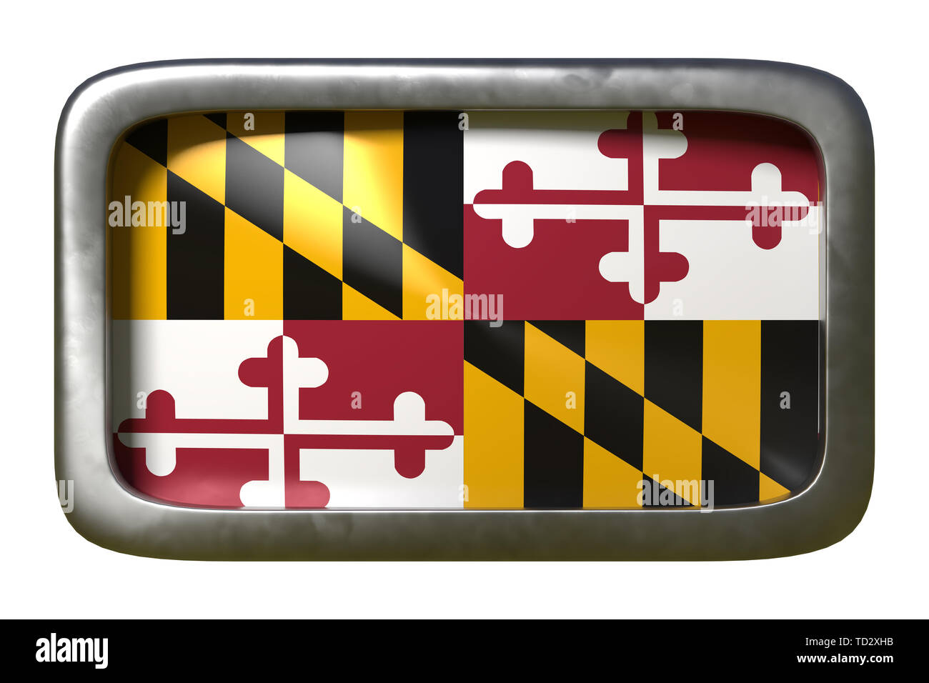 3d rendering of a Maryland State flag plate isolated on white ...