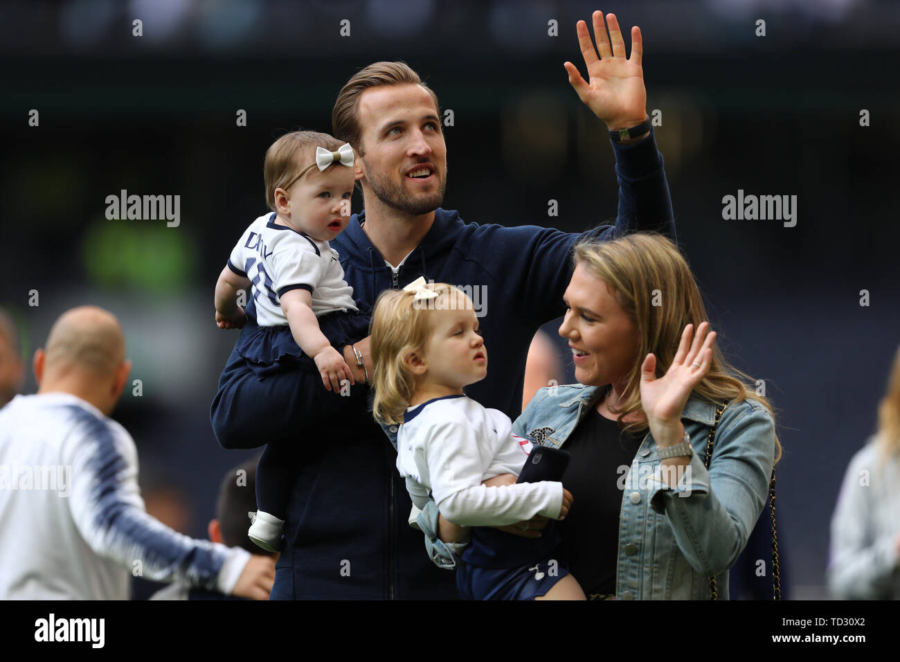 Harry Kane Of Tottenham Hotspur And Fiancze Katie Goodland With Their Children Wave To The Tottenham Hotspur Fans After The Match Tottenham Hotspur V Everton Premier League Tottenham Hotspur Stadium London