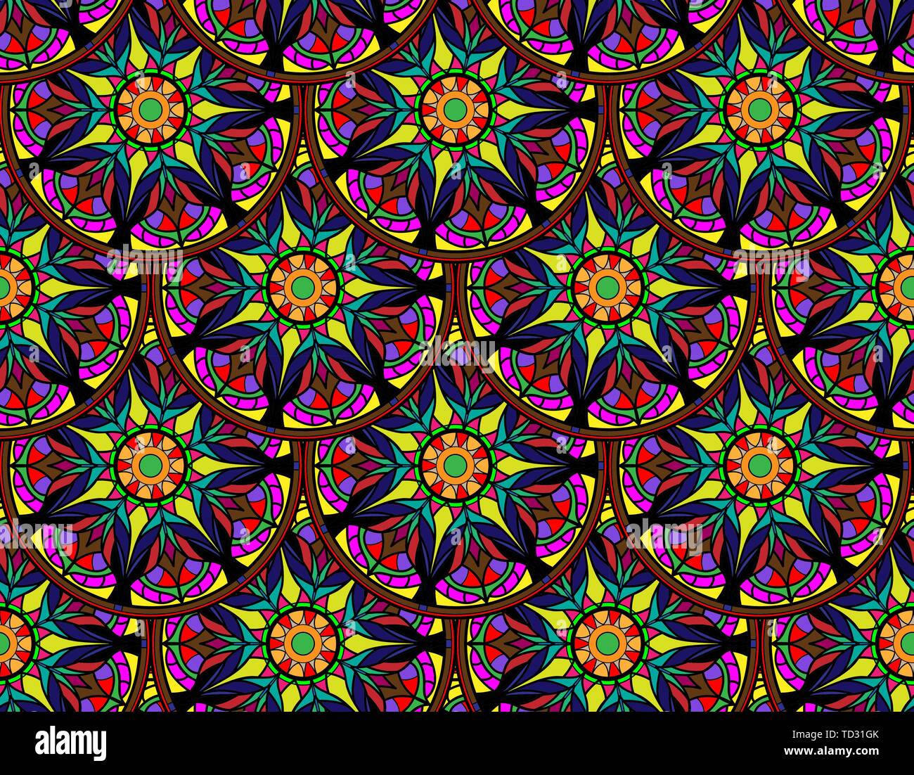 Seamless repeating floral pattern consisting of mandalas Stock Vector ...