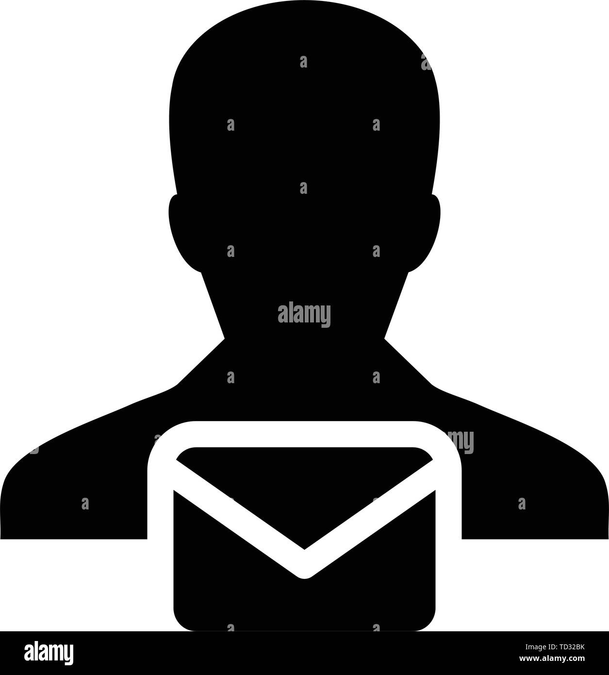 Mail user icon vector male person profile avatar with envelope symbol