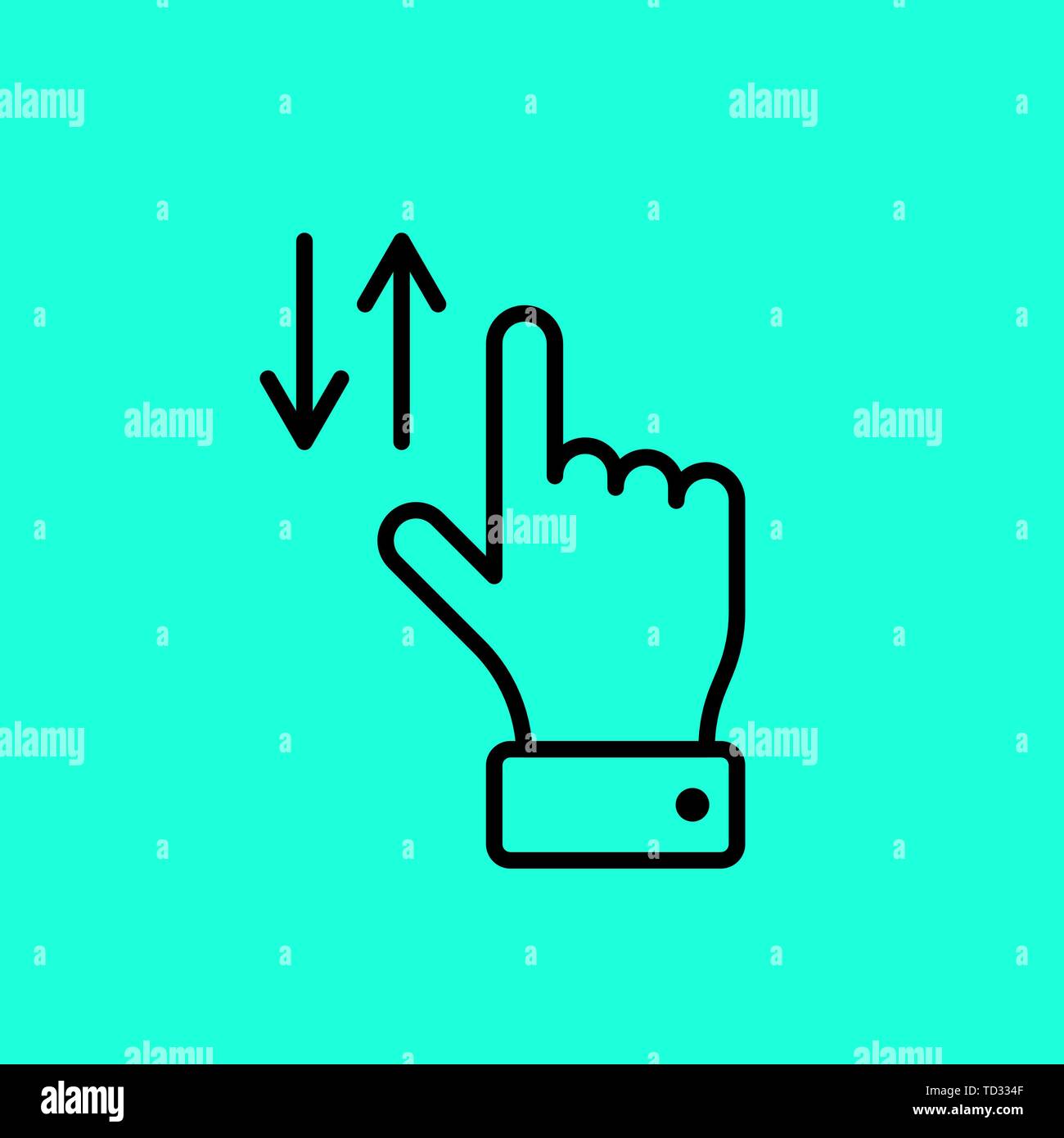 Vector touch screen gesture swipe up and down hand finger icon. Flat eps10 illustration Stock Vector