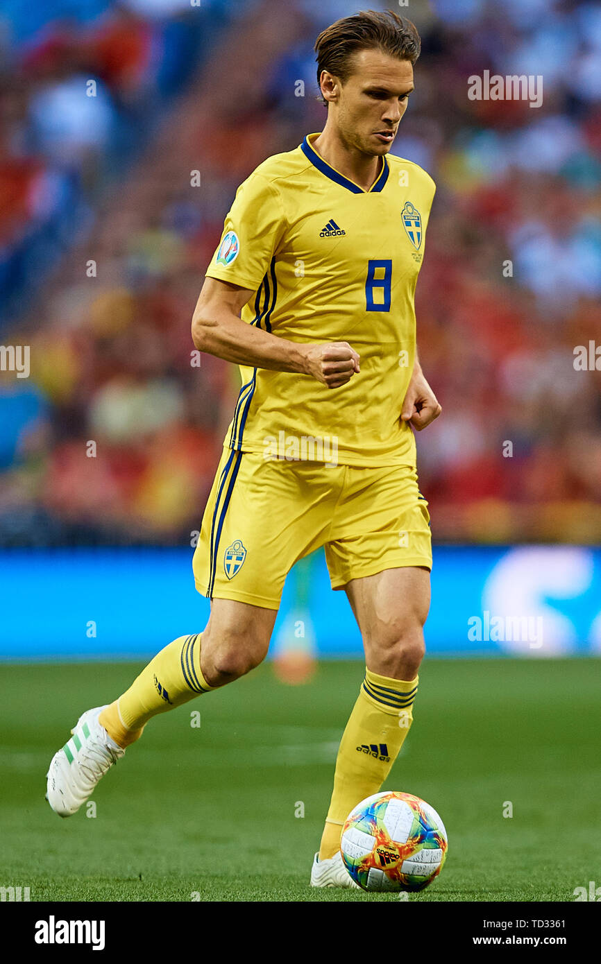 Madrid Spain June 10 Albin Ekdal Of Sweden In Action During The Uefa Euro 2020 Qualifier Match Between Spain And Sweden At Santiago Bernabeu On June 10 2019 In Madrid Spain