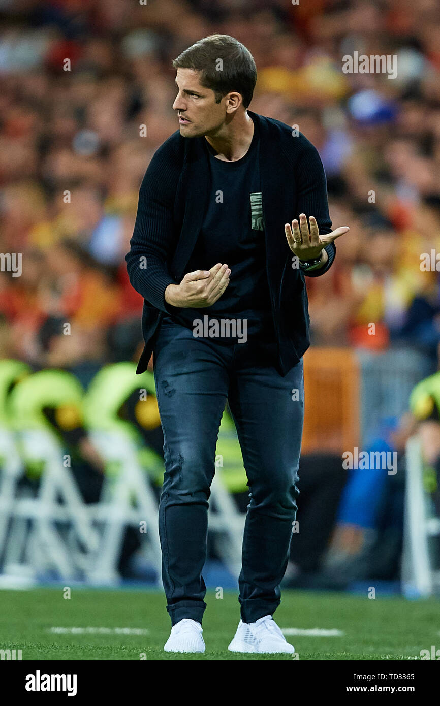 Madrid Spain June 10 Robert Moreno Head Coach Of Spain Reacts During The Uefa Euro 2020 Qualifier Match Between Spain And Sweden At Santiago Bernabeu On June 10 2019 In Madrid