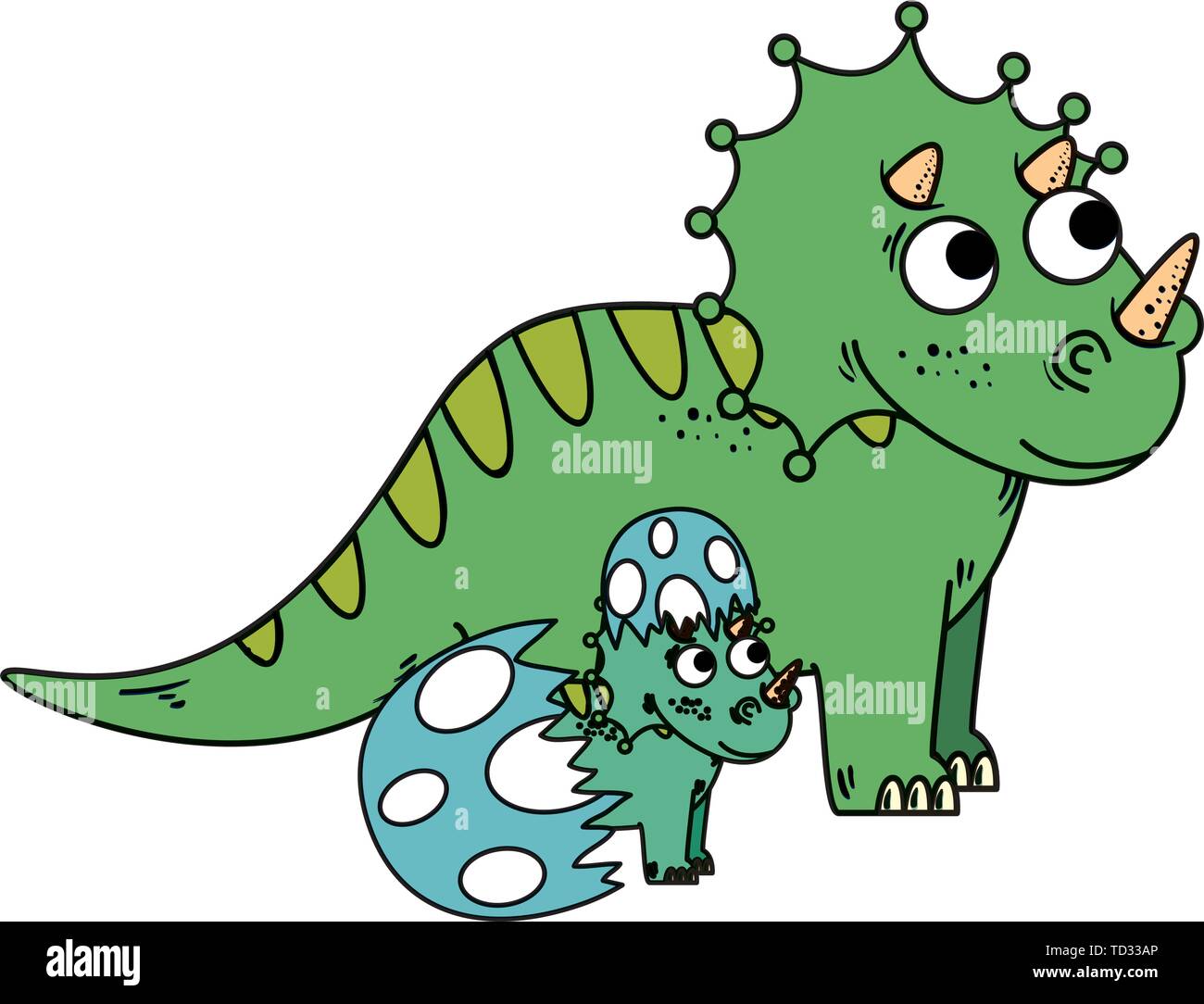 mother triceratops with baby breaking the shell egg Stock Vector Image ...