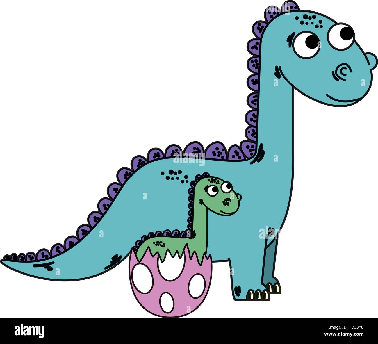 Cartoon happy mother baby dinosaur hi-res stock photography and images ...