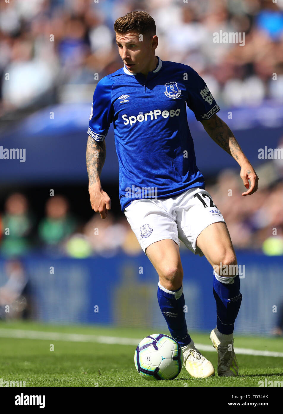 Lucas Digne of Everton - Tottenham Hotspur v Everton, Premier League, Tottenham Hotspur Stadium, London - 12th May 2019  Editorial Use Only - DataCo restrictions apply Stock Photo