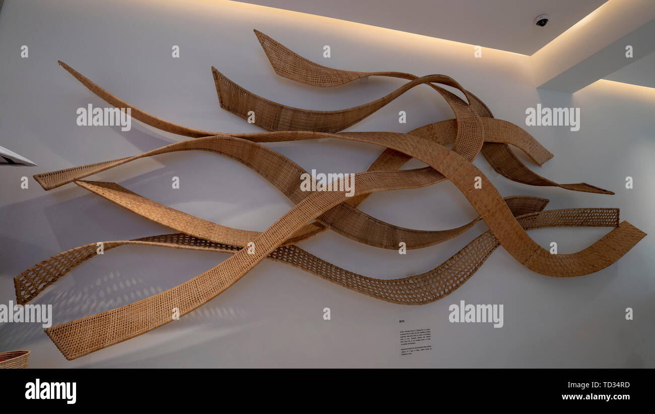 Siem Reap, Cambodia, 25th, January, 2019: The art of intertwine rattan on the wall. Stock Photo