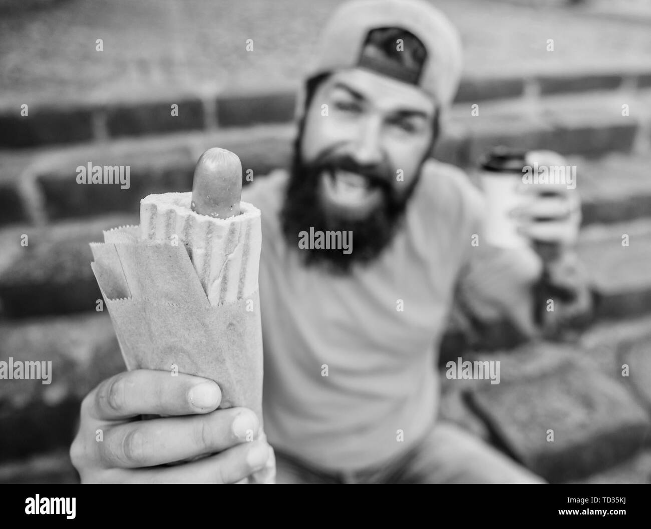 Fat guy eating healthy food Black and White Stock Photos & Images Alamy