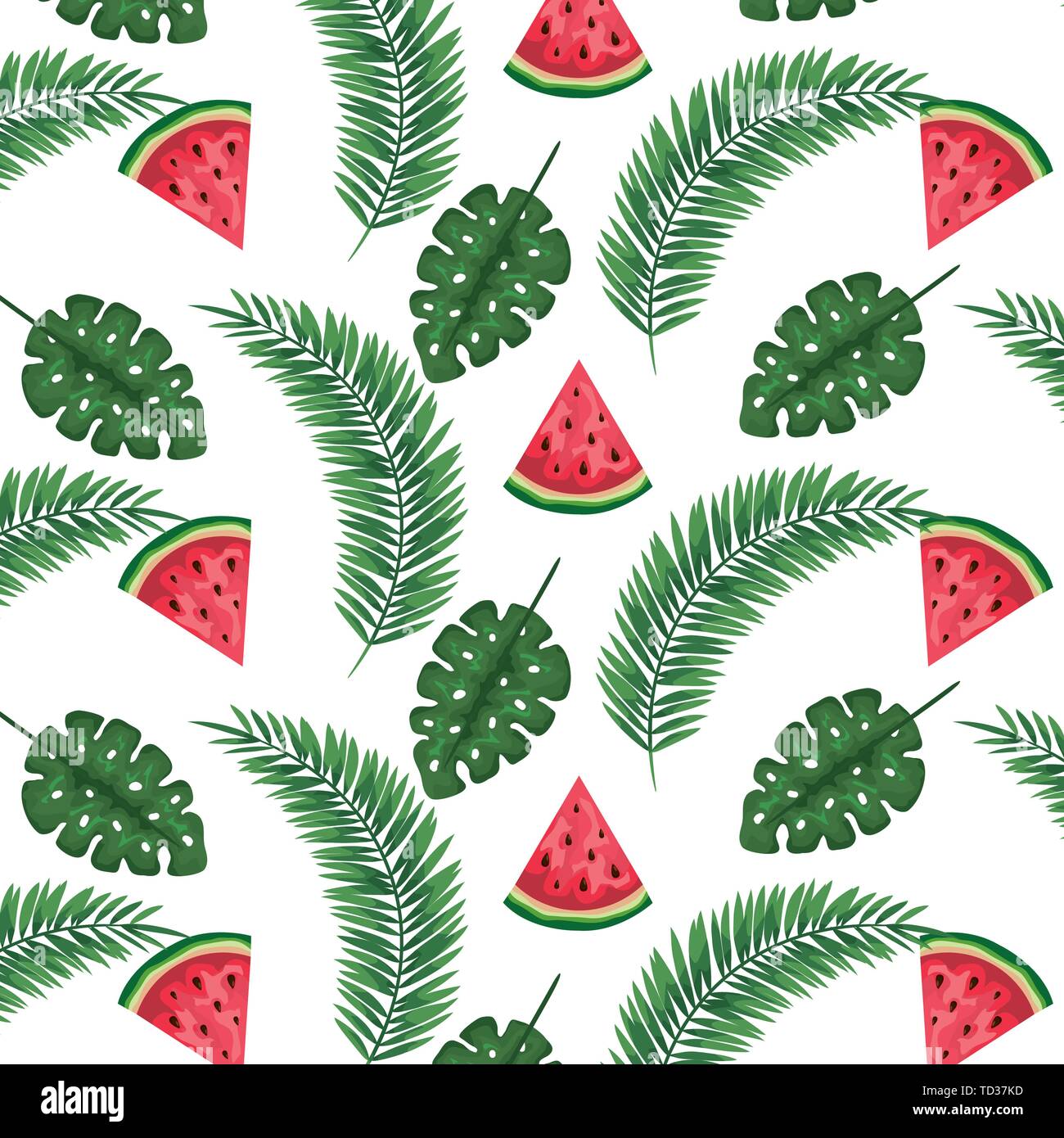 exotic leafs palms and watermelons pattern Stock Vector Image & Art - Alamy
