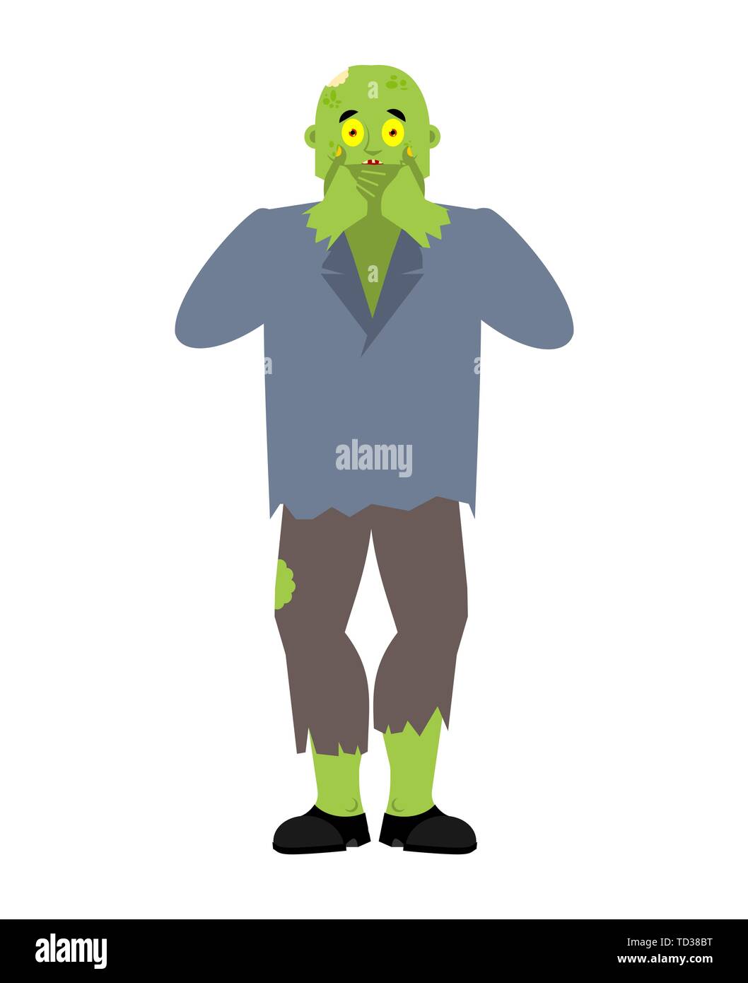 Zombie scared OMG. Living Dead Oh my God. Undead Frightened. Vector illustration Stock Vector