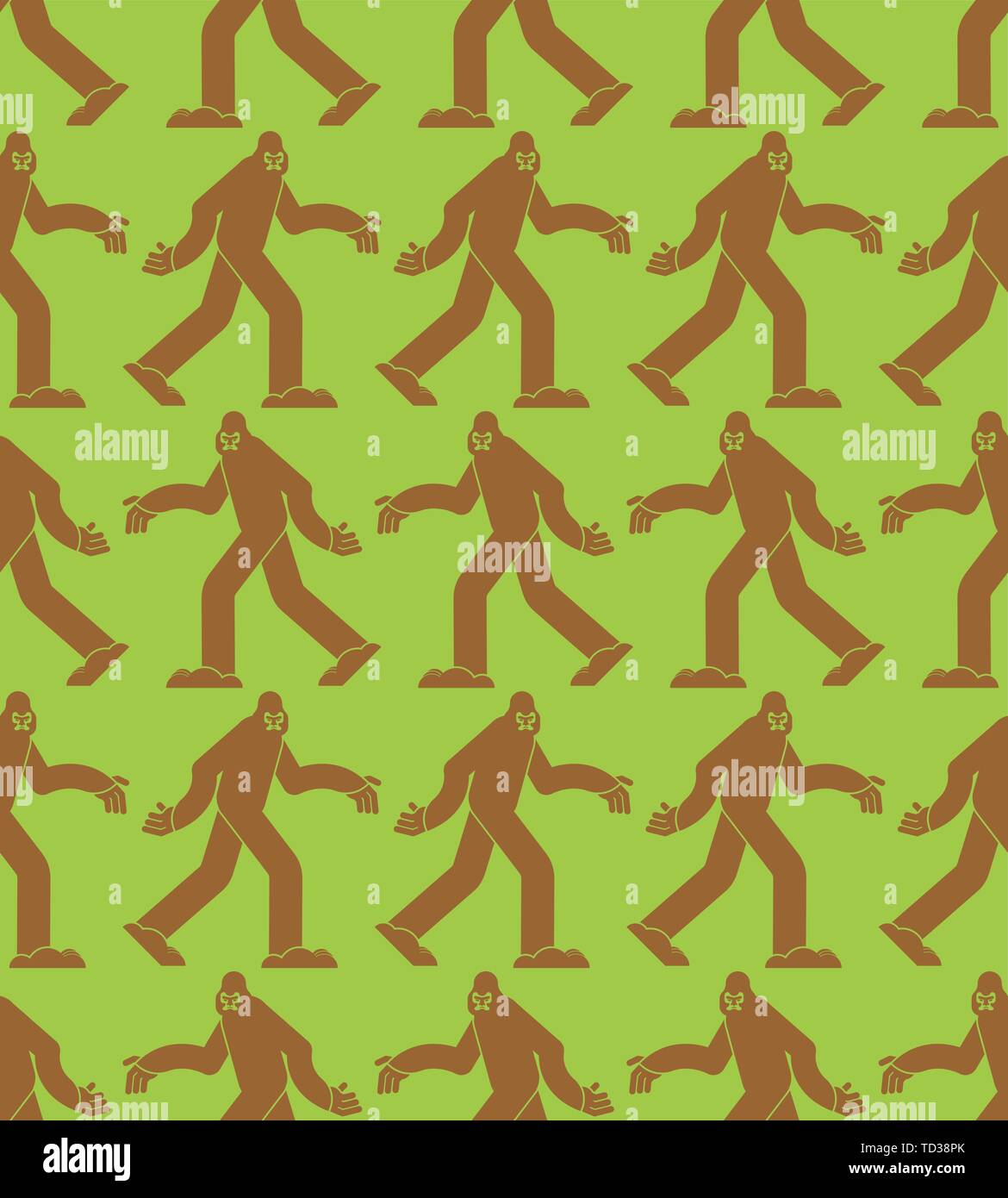 Sasquatch pattern seamless. Bigfoot background. Abominable snowman