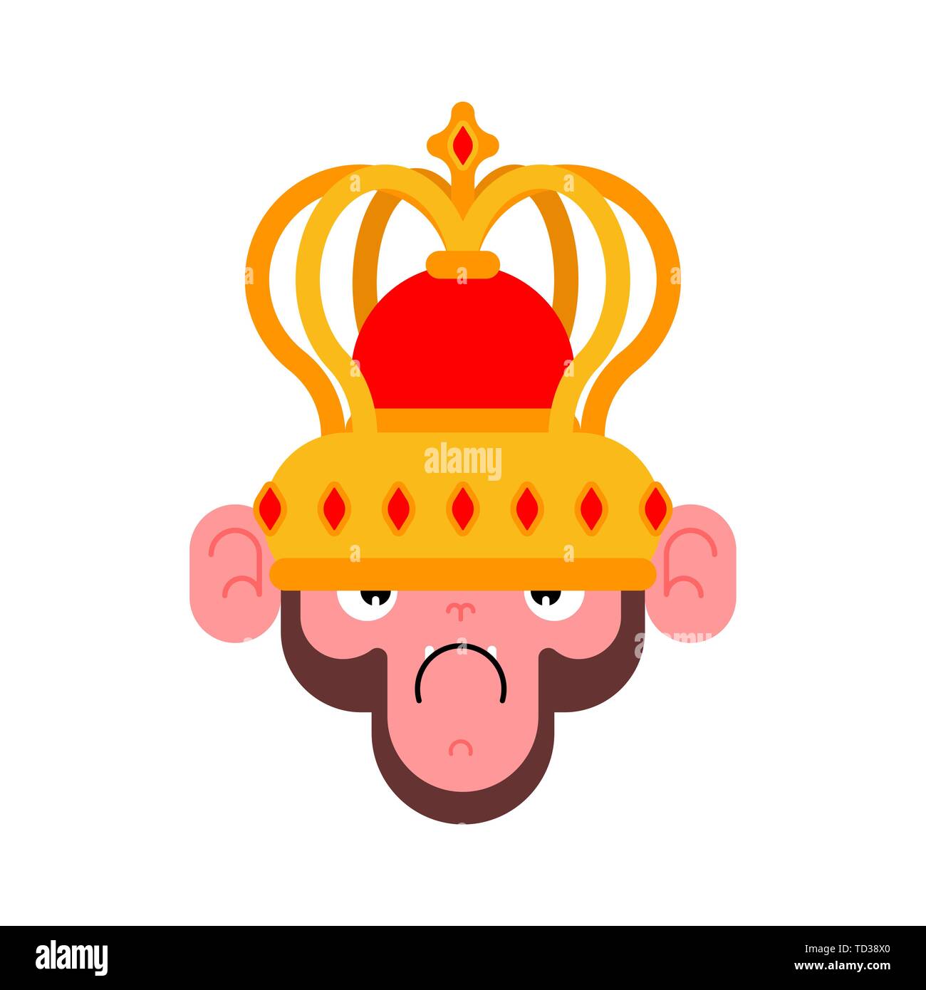 Monkey in crown. Gorilla King. Vector illustration Stock Vector