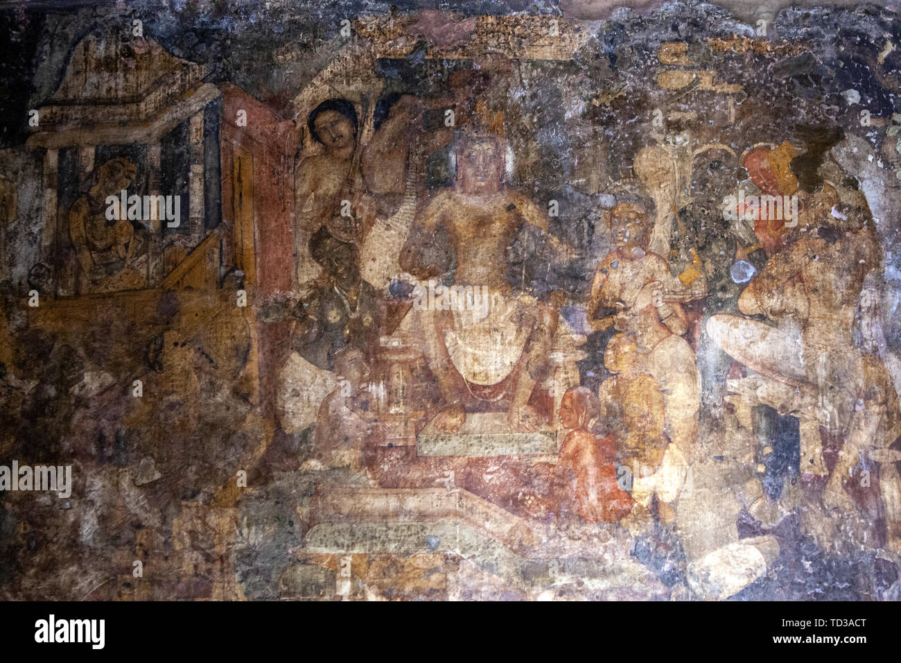 Cave 17 with well preserved paintings. Ajanta Caves, Aurangabad