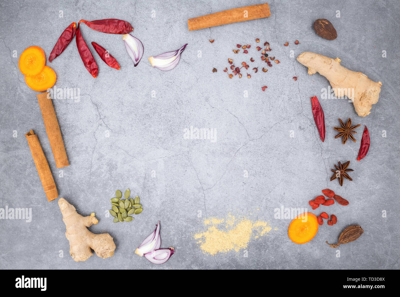 All Kinds Of Seasonings Chinese Seasonings High Angle Overhead Shot