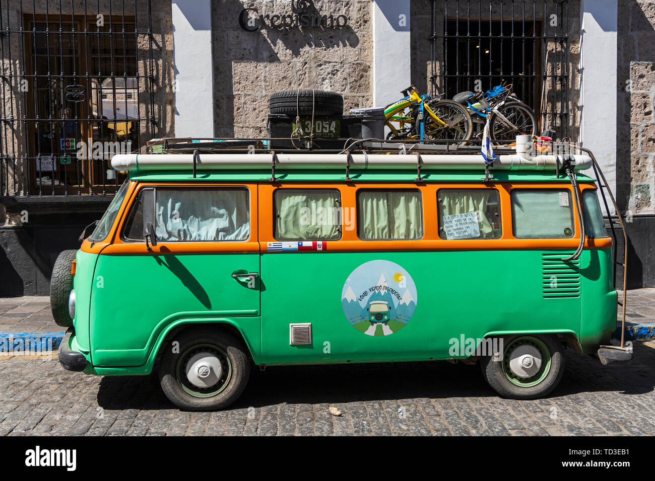 VW Kombi van parked in Arequipa, Peru, South America Stock Photo