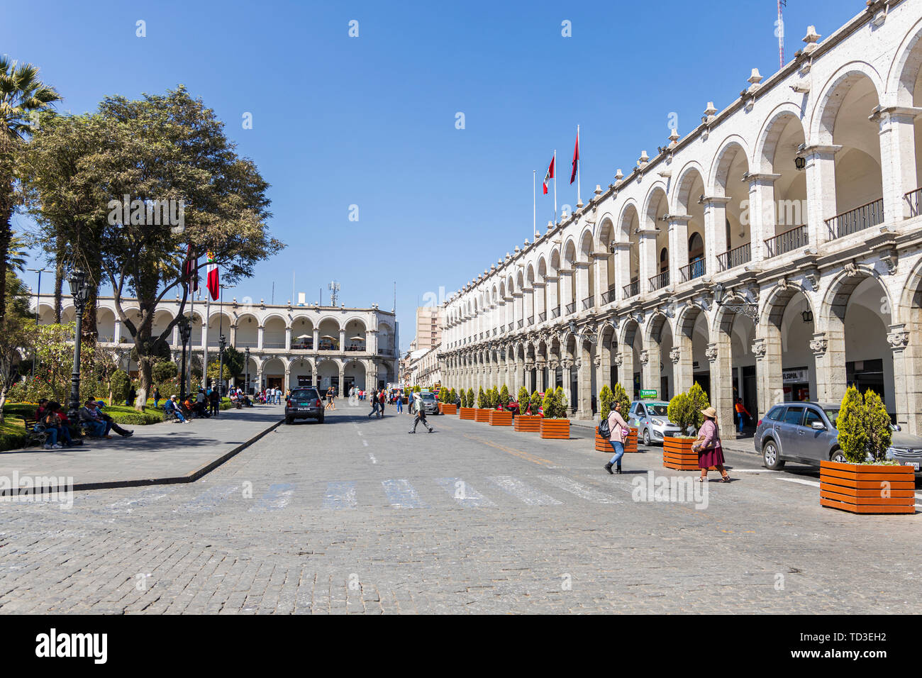 Colonial architecture in the Plaza de Armas, main square, Arequipa, Peru, South America Stock Photo