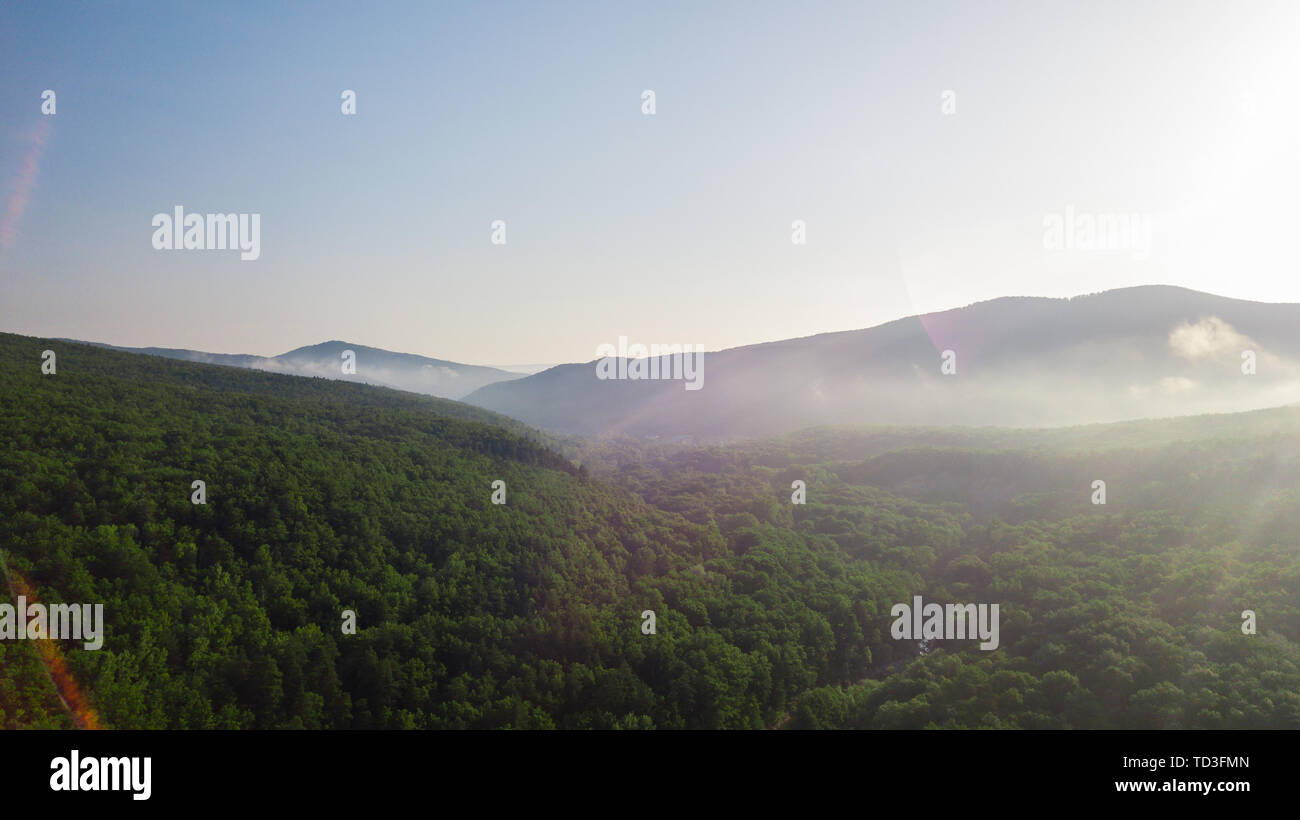 Aerial fog over misty mountain hi-res stock photography and images - Alamy
